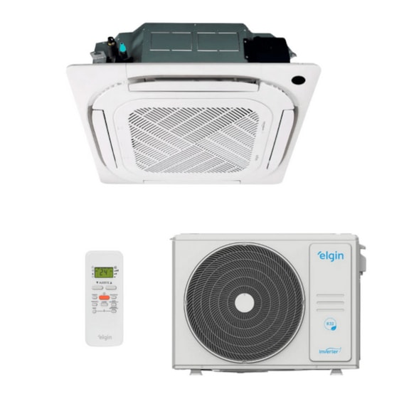 AR CONDICIONADO ELGIN SPLIT CASSETE 4 VIAS ECO INVERTER 18.000 BTUS | Q/F - R32 - HT | 45KVQI18C2NA + 45KVQE18C2CA
