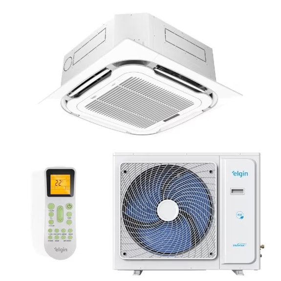AR CONDICIONADO ELGIN SPLIT CASSETE 4 VIAS ECO INVERTER 48.000 BTUS 220V | FRIO - R410A - VT 45KDFE48C2CA 45KDFI48C2NA