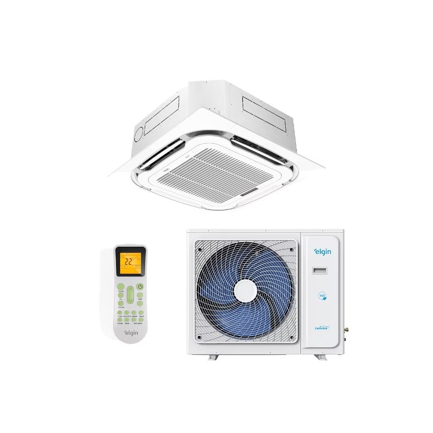 AR CONDICIONADO ELGIN SPLIT CASSETE 4 VIAS ECO INVERTER 48.000 BTUS 220V | FRIO - R410A - VT 45KDFE48C2CA 45KDFI48C2NA
