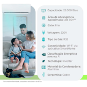 Ar Condicionado Springer Midea Airvolution Connect Inverter 22000 Btus 220v mono Frio R32 Vt 42AFVCI22S5 38TVCI22S5