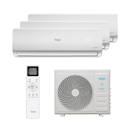 AR CONDICIONADO TRI-SPLIT ELGIN INVERTER PLUS WIFI 27.000 BTUS 220V Q/F R32 HT 45MTQE27C2CB 3x12.000